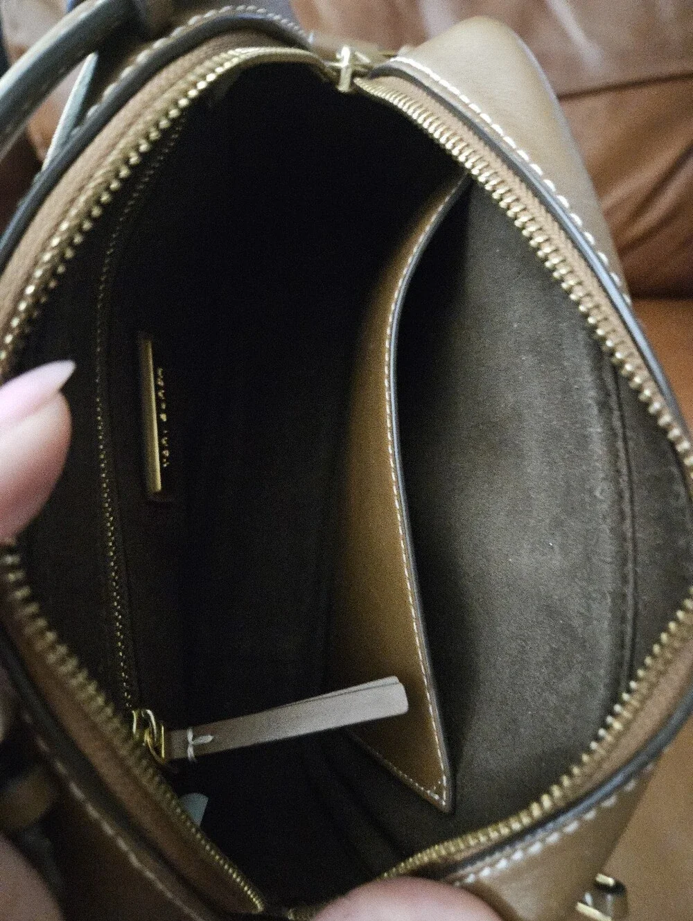 Tory Burch Brown Leather Crossbody Camera Bag Gold Hardware No Strap Read